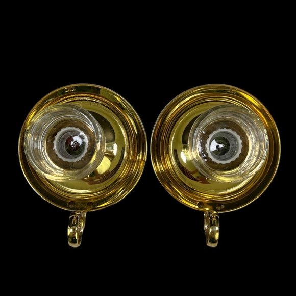 Brass Chamberstick Candle Holder‎ With Glass Inset By Baldwin Brass Set Of 2 - Picture 6 of 12